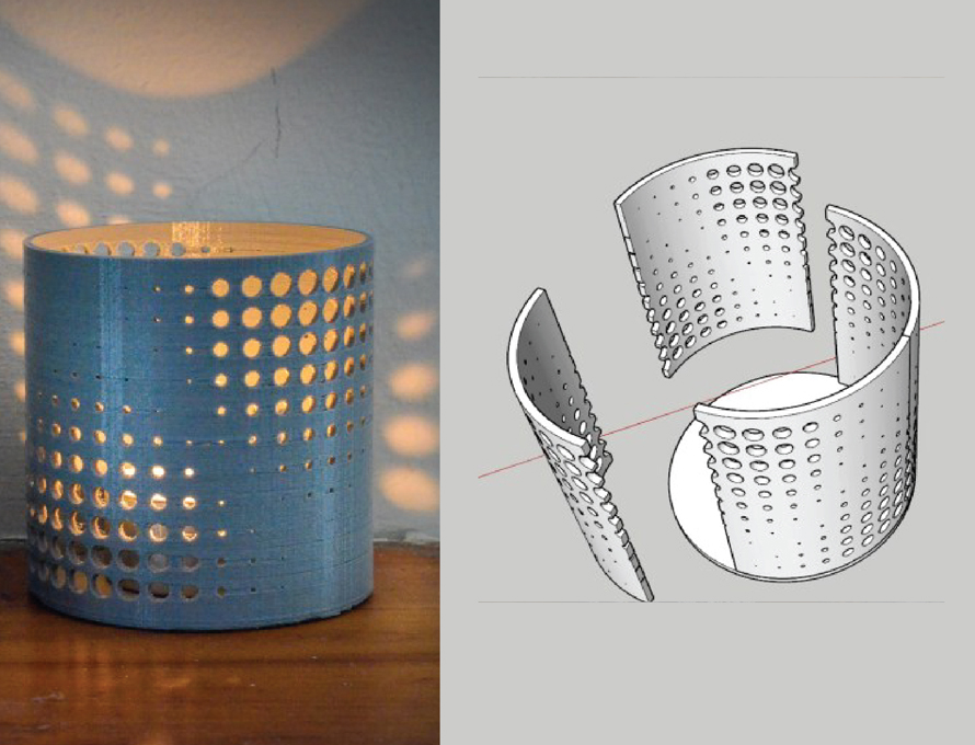 Making a Candle Holder with Patterned Panel and Bending Extension in SketchUp