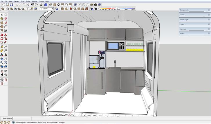 A little kitchen design in a passenger coach compartment in Default Style